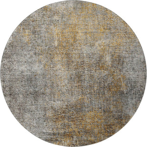 HomeRoots 8' Gray and Copper Abstract Round Washable Rug - UV Protected, Durable, Modern Design for Any Space 650665