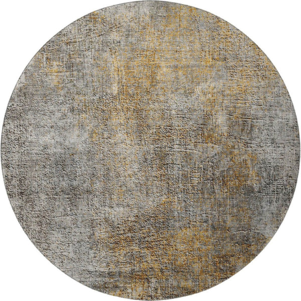 HomeRoots 8' Gray and Copper Abstract Round Washable Rug - UV Protected, Durable, Modern Design for Any Space 650665
