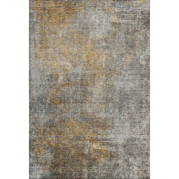 HomeRoots 9' X 12' Gray and Copper Abstract Area Rug - Washable, UV-Protected, Durable Design for Modern Homes 650667
