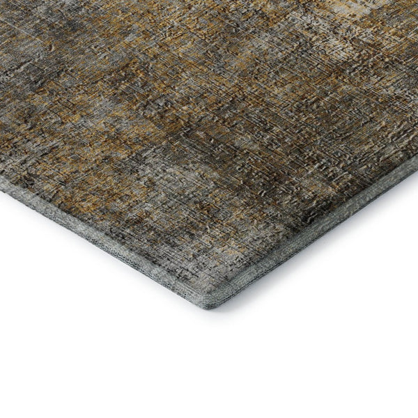 HomeRoots 9' X 12' Gray and Copper Abstract Area Rug - Washable, UV-Protected, Durable Design for Modern Homes 650667