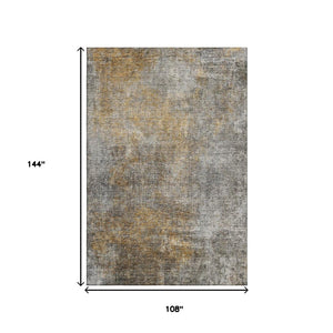 HomeRoots 9' X 12' Gray and Copper Abstract Area Rug - Washable, UV-Protected, Durable Design for Modern Homes 650667