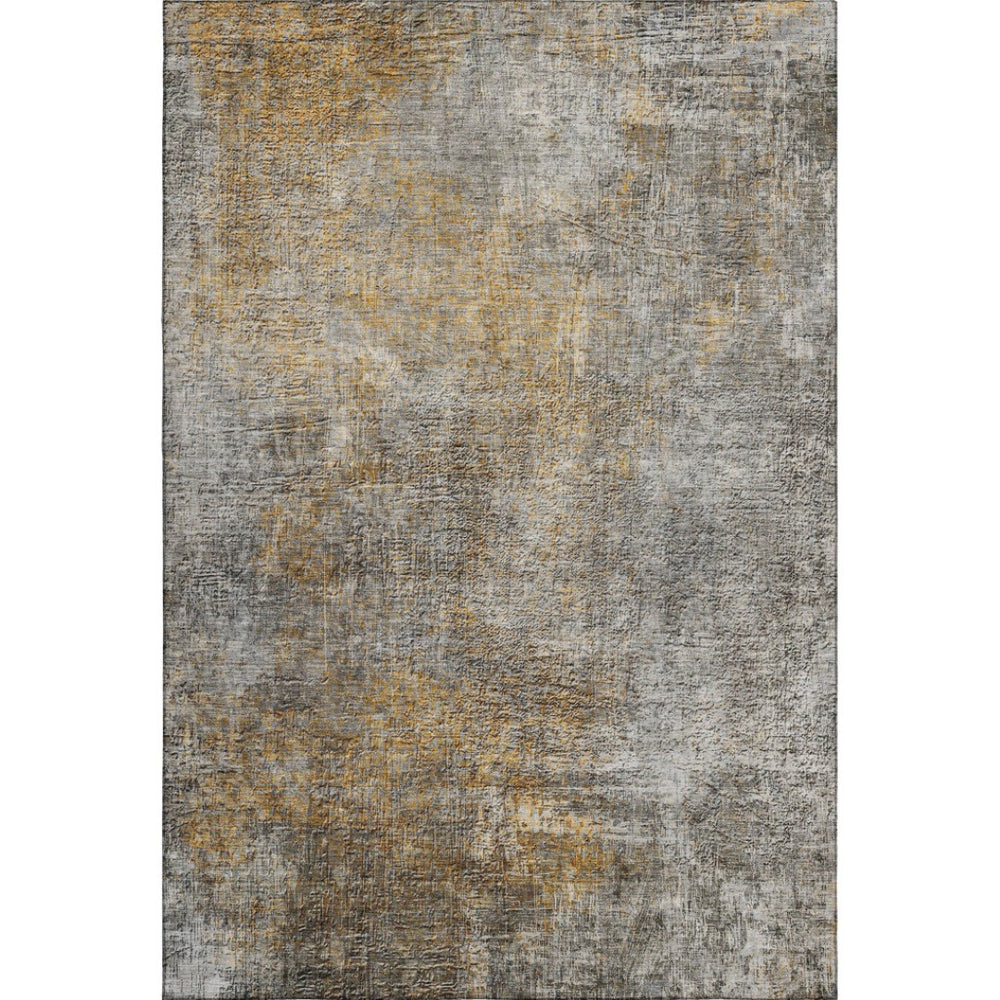 HomeRoots 10' Gray and Copper Abstract Area Rug – Washable, UV-Protected, Stain-Resistant for Modern Spaces 650668