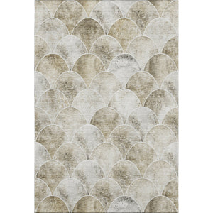 HomeRoots 8' X 10' Beige Gray Ivory Abstract Geometric Washable Area Rug - Durable, UV-Protected, Stain-Resistant! 650672