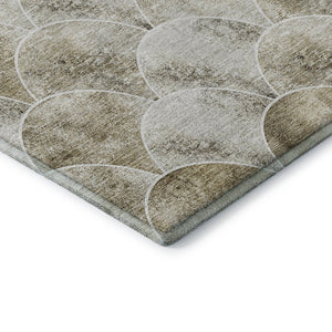HomeRoots 8' X 10' Beige Gray Ivory Abstract Geometric Washable Area Rug - Durable, UV-Protected, Stain-Resistant! 650672