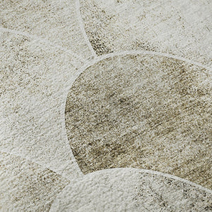 HomeRoots 8' X 10' Beige Gray Ivory Abstract Geometric Washable Area Rug - Durable, UV-Protected, Stain-Resistant! 650672