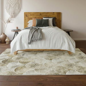 HomeRoots 8' X 10' Beige Gray Ivory Abstract Geometric Washable Area Rug - Durable, UV-Protected, Stain-Resistant! 650672