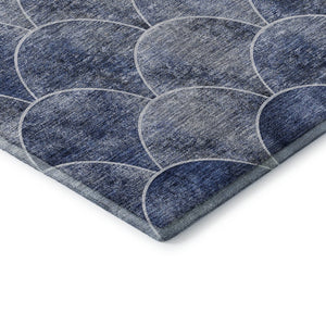 HomeRoots 8' Stylish Blue Gray & Ivory Abstract Round Rug – Washable, UV Protected, Perfect for Busy Homes! 650677