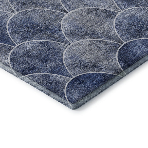 HomeRoots 8' Stylish Blue Gray & Ivory Abstract Round Rug – Washable, UV Protected, Perfect for Busy Homes! 650677