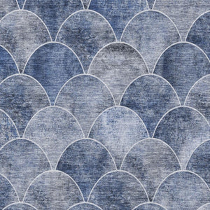 HomeRoots 8' X 10' Stylish Blue Gray Ivory Abstract Geometric Washable Area Rug with UV Protection & Durability 650678