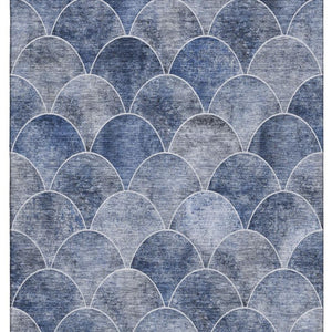 HomeRoots 8' X 10' Stylish Blue Gray Ivory Abstract Geometric Washable Area Rug with UV Protection & Durability 650678