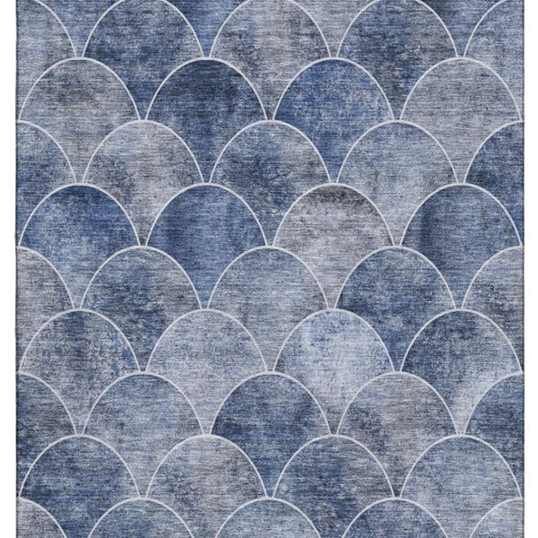HomeRoots 8' X 10' Stylish Blue Gray Ivory Abstract Geometric Washable Area Rug with UV Protection & Durability 650678