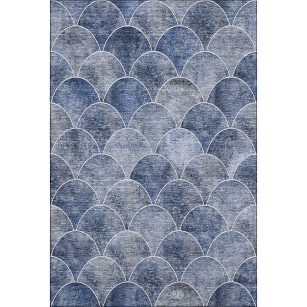 HomeRoots 9' X 12' Abstract Geometric Area Rug in Blue Gray & Ivory - Washable, UV Protected & Stain Resistant 650679