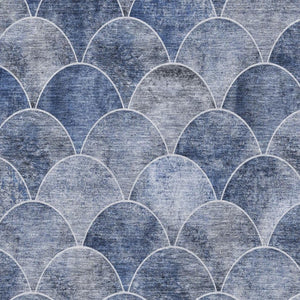 HomeRoots 9' X 12' Abstract Geometric Area Rug in Blue Gray & Ivory - Washable, UV Protected & Stain Resistant 650679