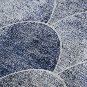 HomeRoots 9' X 12' Abstract Geometric Area Rug in Blue Gray & Ivory - Washable, UV Protected & Stain Resistant 650679