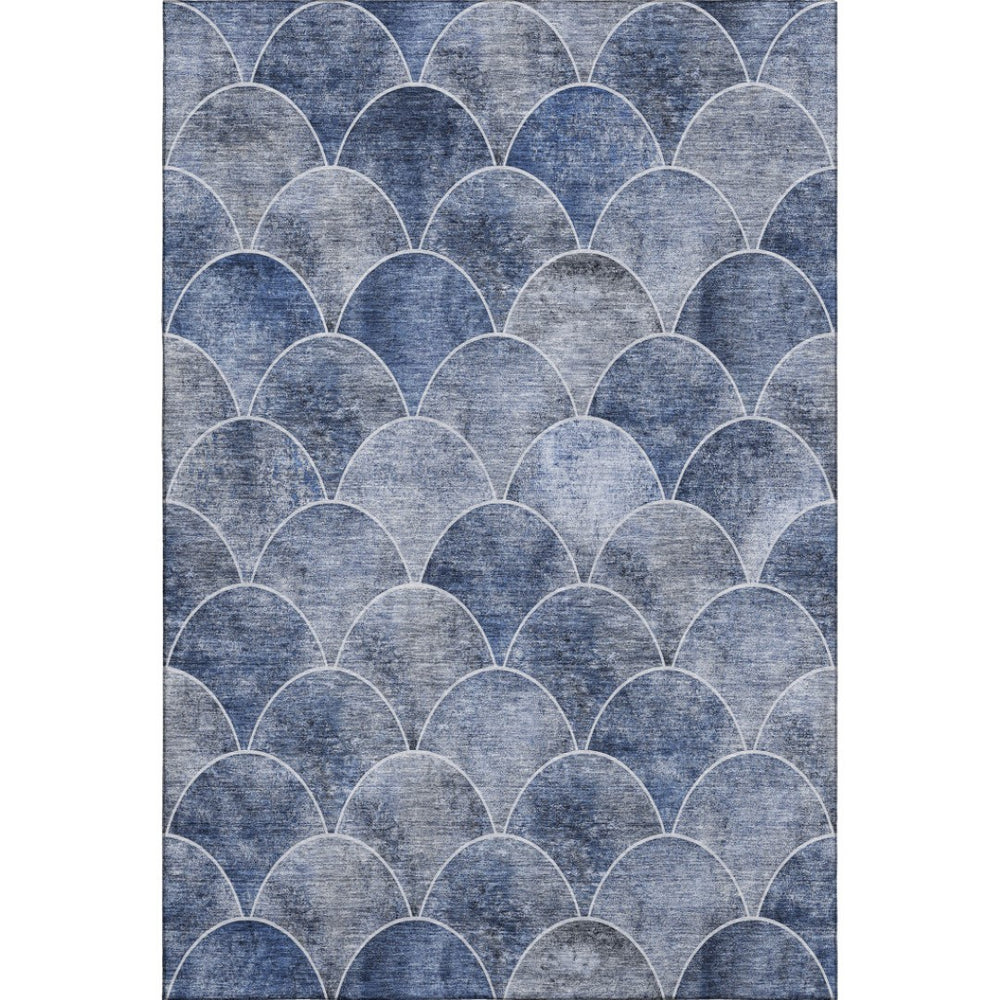 HomeRoots 10' X 14' Blue Gray Ivory Abstract Geometric Washable Area Rug – Durable, Stain-Resistant, UV-Protected Design 650680