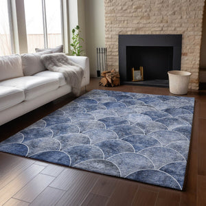 HomeRoots 10' X 14' Blue Gray Ivory Abstract Geometric Washable Area Rug – Durable, Stain-Resistant, UV-Protected Design 650680