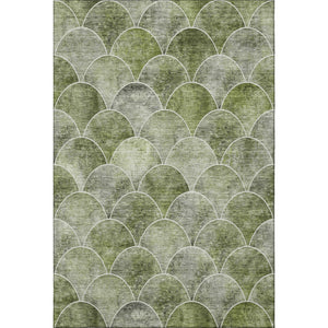 HomeRoots 5' X 8' Stylish Green Gray Ivory Abstract Geometric Washable Area Rug with UV Protection & Durability 650682