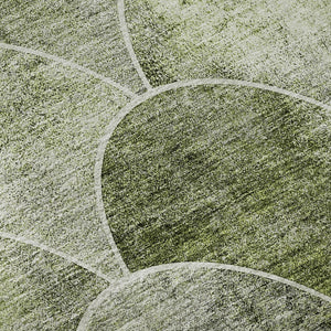 HomeRoots 9' X 12' Contemporary Washable Area Rug in Green, Gray & Ivory - Durable, UV Protected & Pet-Friendly! 650685