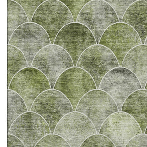 HomeRoots 10' X 14' Abstract Geometric Area Rug in Green, Gray & Ivory - Washable, UV Protected & Stain Resistant 650686