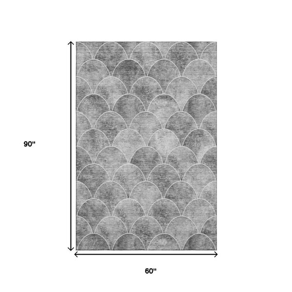 HomeRoots 5' X 8' Gray and Ivory Abstract Geometric Area Rug - Stylish, Stain Resistant, UV Protected & Durable 650688