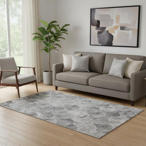 HomeRoots 5' X 8' Gray and Ivory Abstract Geometric Area Rug - Stylish, Stain Resistant, UV Protected & Durable 650688