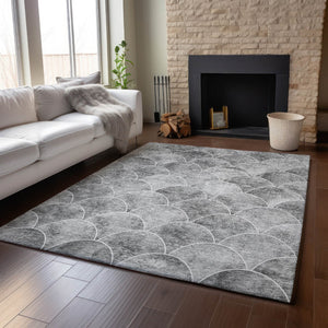 HomeRoots 5' X 8' Gray and Ivory Abstract Geometric Area Rug - Stylish, Stain Resistant, UV Protected & Durable 650688