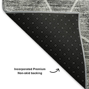 HomeRoots 8' X 10' Gray and Ivory Abstract Geometric Rug – Washable, UV Protected, Stylish & Durable Design 650690