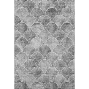 HomeRoots 8' X 10' Gray and Ivory Abstract Geometric Rug – Washable, UV Protected, Stylish & Durable Design 650690