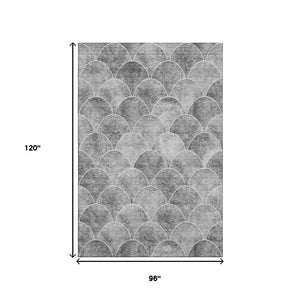 HomeRoots 8' X 10' Gray and Ivory Abstract Geometric Rug – Washable, UV Protected, Stylish & Durable Design 650690