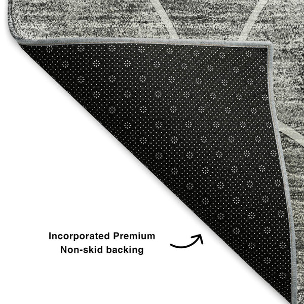 HomeRoots 9' X 12' Gray and Ivory Modern Abstract Area Rug – Washable, Stain Resistant, UV Protected & Stylish 650691
