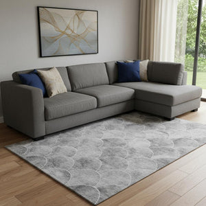 HomeRoots 9' X 12' Gray and Ivory Modern Abstract Area Rug – Washable, Stain Resistant, UV Protected & Stylish 650691