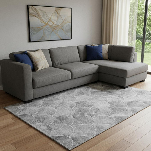 HomeRoots 9' X 12' Gray and Ivory Modern Abstract Area Rug – Washable, Stain Resistant, UV Protected & Stylish 650691