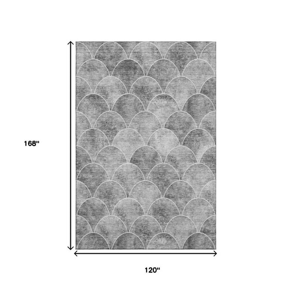 HomeRoots 10' X 14' Gray & Ivory Abstract Geometric Area Rug - Machine-Washable, UV Protected, Durable Design 650692