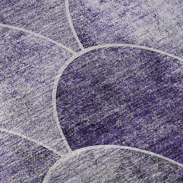 HomeRoots 5' X 8' Purple and Ivory Abstract Area Rug - Durable, Washable, UV-Protected for Modern Spaces 650694