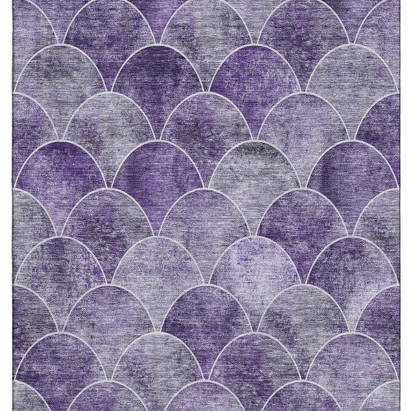 HomeRoots 5' X 8' Purple and Ivory Abstract Area Rug - Durable, Washable, UV-Protected for Modern Spaces 650694
