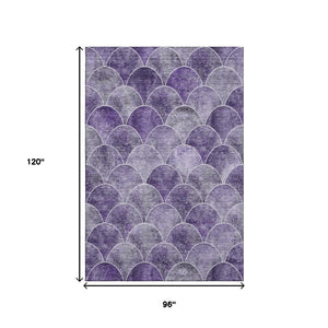 HomeRoots 8' X 10' Stylish Purple & Ivory Geometric Washable Area Rug with UV Protection for High Traffic Areas 650696