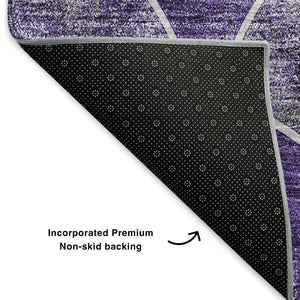HomeRoots 9' X 12' Stylish Purple and Ivory Geometric Area Rug - Washable, UV Protected, Durable for Homes 650697