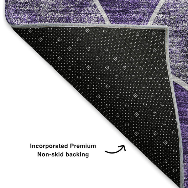 HomeRoots 9' X 12' Stylish Purple and Ivory Geometric Area Rug - Washable, UV Protected, Durable for Homes 650697