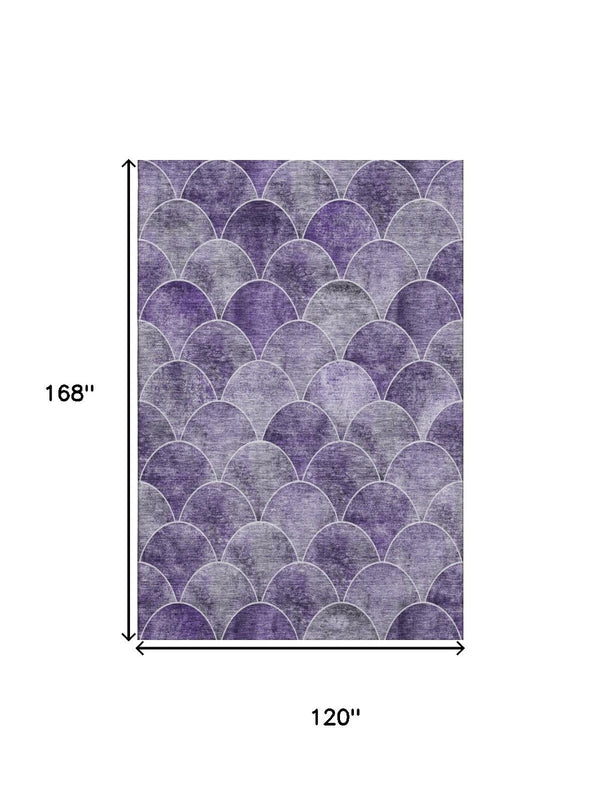 HomeRoots 10' X 14' Purple & Ivory Abstract Geometric Area Rug - Washable, UV Protected, Perfect for Any Room! 650698