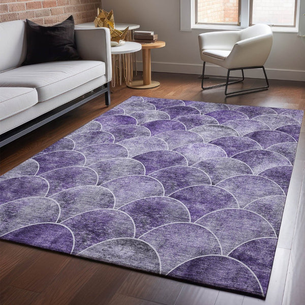 HomeRoots 10' X 14' Purple & Ivory Abstract Geometric Area Rug - Washable, UV Protected, Perfect for Any Room! 650698
