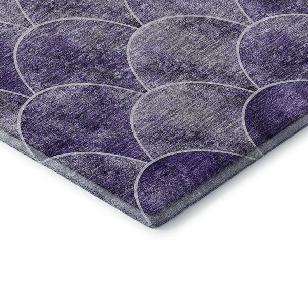 HomeRoots 10' X 14' Purple & Ivory Abstract Geometric Area Rug - Washable, UV Protected, Perfect for Any Room! 650698
