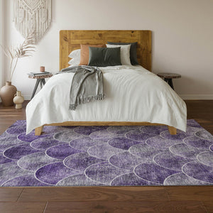 HomeRoots 10' X 14' Purple & Ivory Abstract Geometric Area Rug - Washable, UV Protected, Perfect for Any Room! 650698