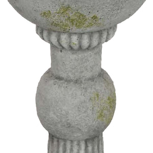 English Elm Ivina Terracotta Bird Bath Feeder Rustic Garden Ornament with Scalloped Basin Grey Green B056P416948