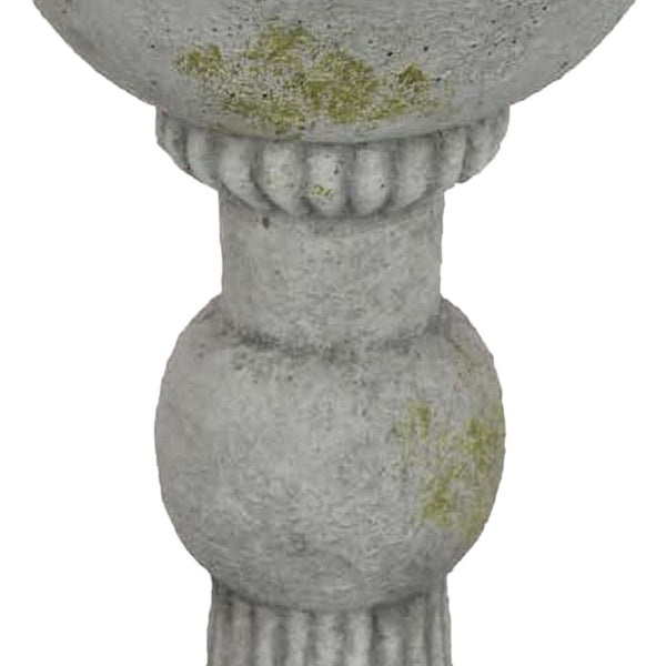English Elm Ivina Terracotta Bird Bath Feeder Rustic Garden Ornament with Scalloped Basin Grey Green B056P416948