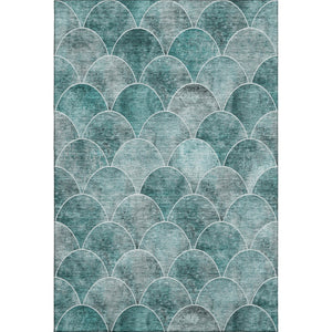 HomeRoots 5' X 8' Teal And Ivory Abstract Geometric Area Rug - Stylish, Washable, UV-Protected for Busy Homes 650700