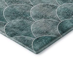 HomeRoots 5' X 8' Teal And Ivory Abstract Geometric Area Rug - Stylish, Washable, UV-Protected for Busy Homes 650700