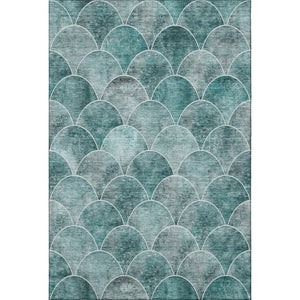 HomeRoots 5' X 8' Teal And Ivory Abstract Geometric Area Rug - Stylish, Washable, UV-Protected for Busy Homes 650700