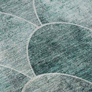 HomeRoots 8' X 10' Teal & Ivory Abstract Geometric Washable Rug - Modern, Durable & Stylish for Busy Homes 650702