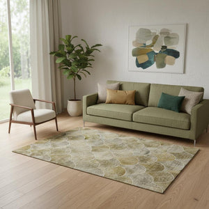 HomeRoots 5' X 8' Taupe Gray and Ivory Abstract Geometric Washable Rug - Stylish, Durable, UV Protected Design 650706