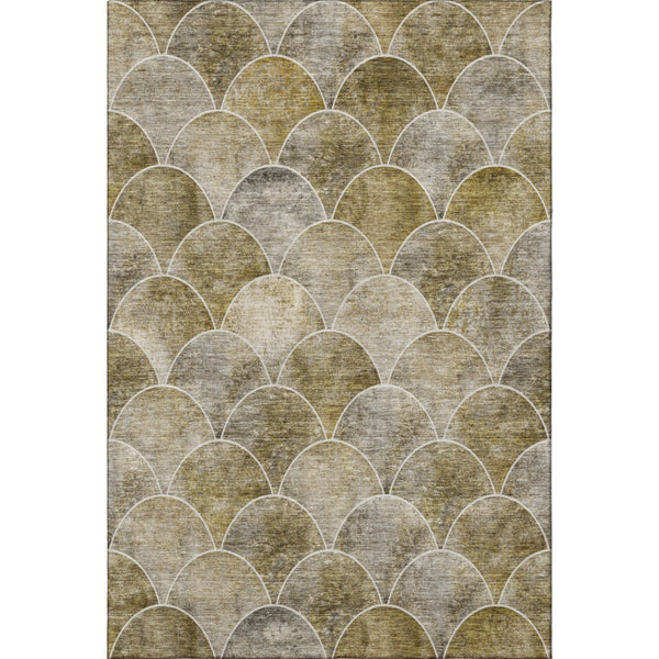 HomeRoots 5' X 8' Taupe Gray and Ivory Abstract Geometric Washable Rug - Stylish, Durable, UV Protected Design 650706